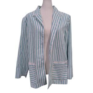 Vintage Pykettes Blue Striped Lace Blazer Sz 18